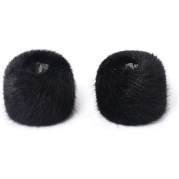 FAUX Fur Wrist Cuffs- Winter Furry Bands Black Fox